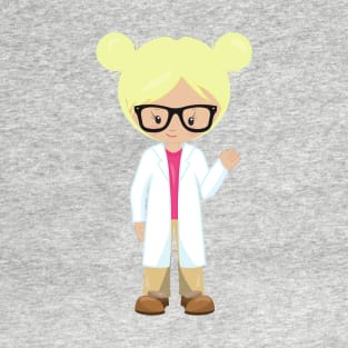 Science Girl, Scientist, Cute Girl, Blonde Hair T-Shirt